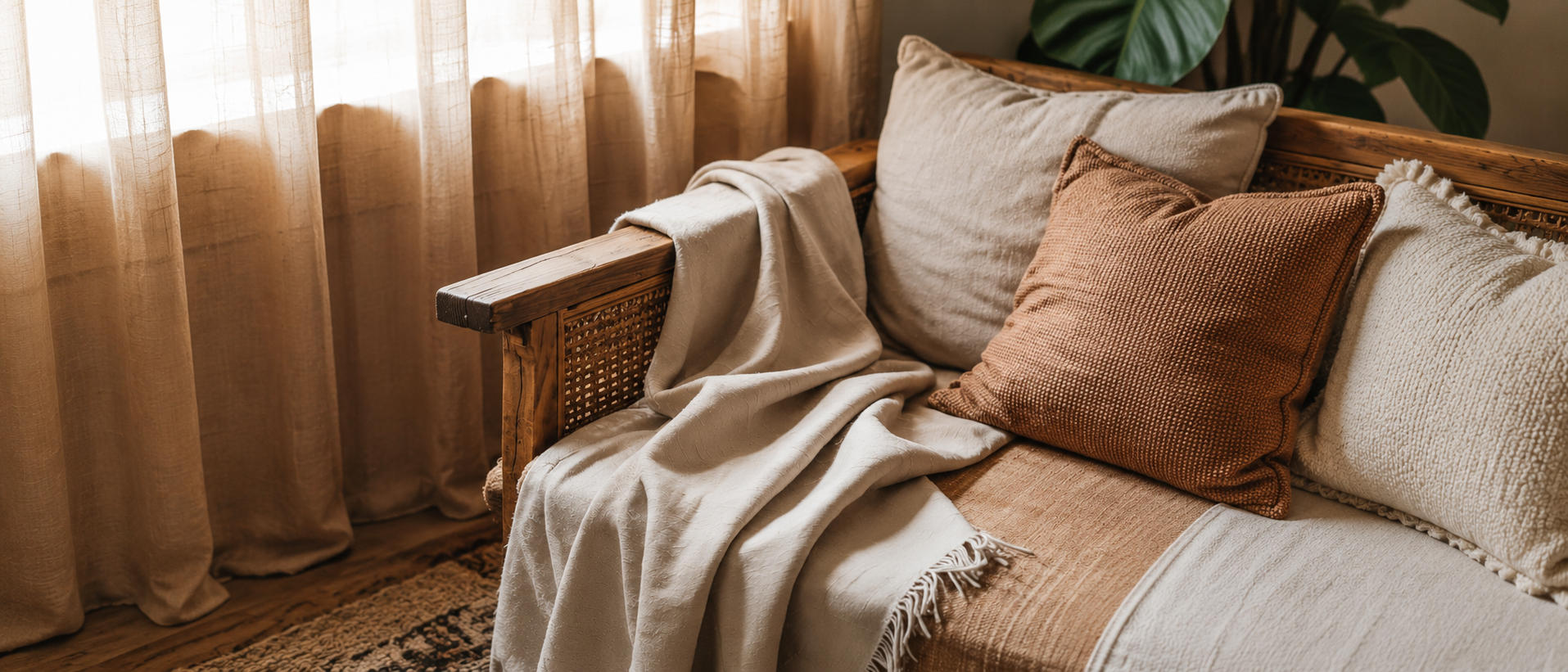 Comfortable textiles in an everyday interior